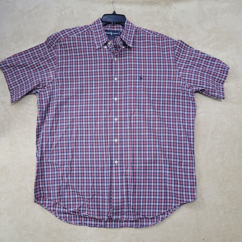 Polo by Ralph Lauren Red and Blue Plaid Casual Button Down Shirt